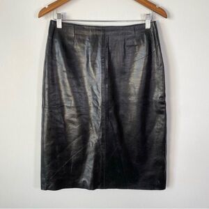 Tommy Hilfiger black genuine leather pencil skirt